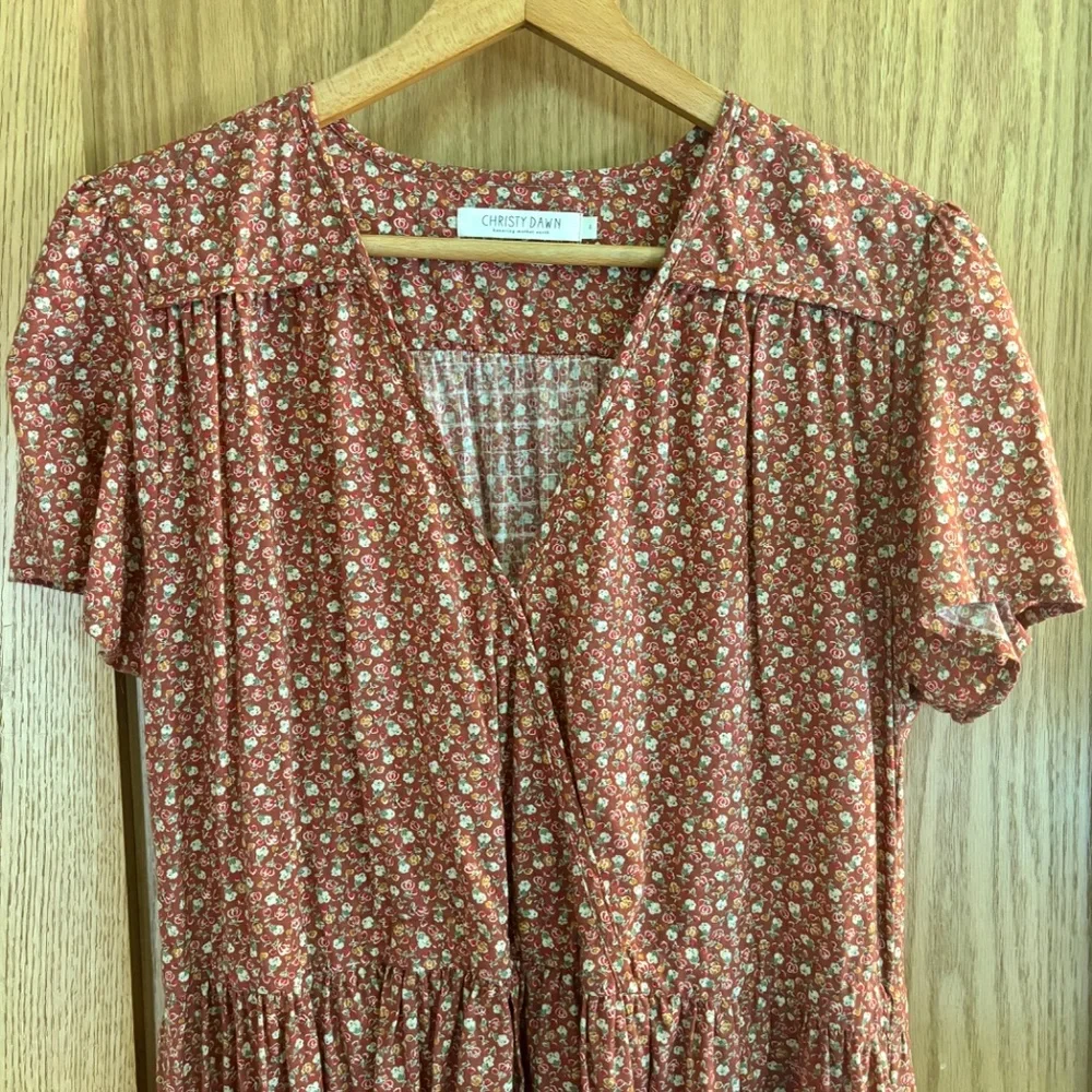 Christy Dawn Calico Rust Floral Cotton Dawn Dress Size Large Rooibos Harvest - Picture 3 of 8